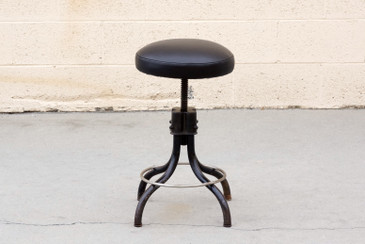 SOLD - Machine Age Industrial Shop Stool Refinished in Black on Black