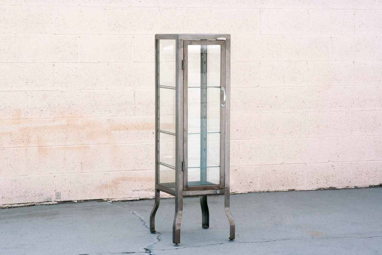 Sold Vintage Glass And Steel Pharmacy Style Display Cabinet