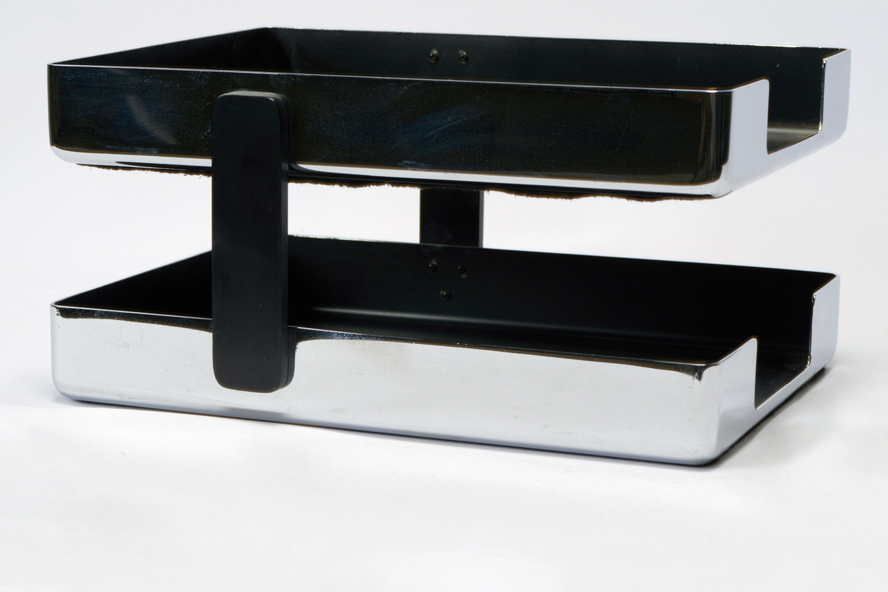 SOLD 1970s Modern Chrome Desk Tray by Metcor Los Angeles, Free U.S. Shipping Rehab Vintage