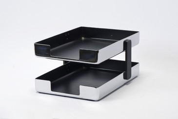 SOLD - 1970s Modern Chrome Desk Tray by Metcor Los Angeles