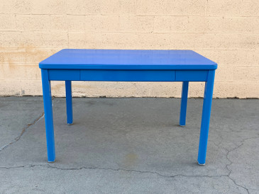 SOLD - 1960s Tanker Table by Steelcase, Refinished in Bright Blue