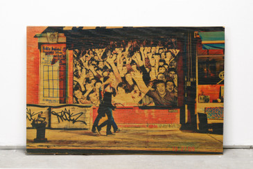 SOLD - Daniel Siboni "Sidewalk" Street Art, Large Photo on Wood Print