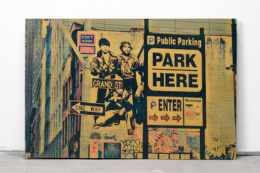 SOLD - Daniel Siboni Park Here Street Art, Large Photo on Wood Print
