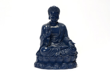 SOLD - Large Blue Lacquered Buddha "Abhaya Mudra" Statuette