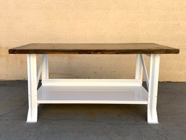 SOLD - Large Refinished Vintage Work Table with Antique Reclaimed Wood Top