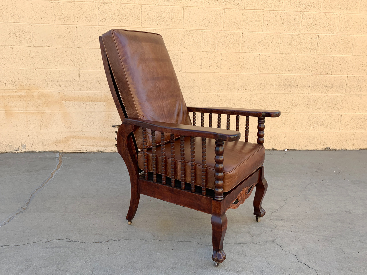 SOLD Original Antique Morris Reclining Chair with Reversible Leather