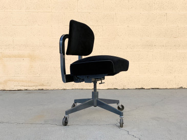 SOLD - 1960s Task Chair by Steelcase, Refinished in Black Velvet
