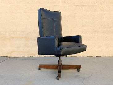 SOLD - 1970s Modern High Back Executive Chair, Refinished