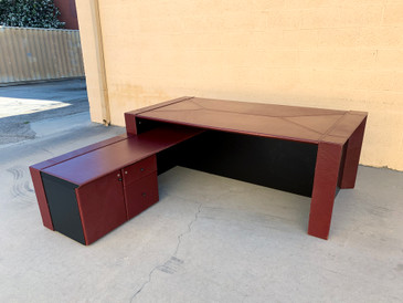 SOLD - 1970s Leather Executive Desk by i4Mariani for Pace Collection
