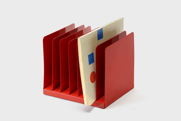 SOLD - Retro Office Memo + Mail Organizer Refinished in Ruby Red