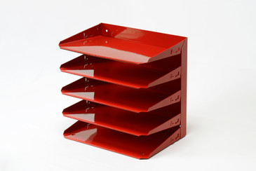 SOLD - Mid Century Desktop File Holder, Refinished in Ruby Red