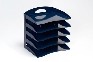 SOLD - Mid Century Handled Organizer, Refinished in Midnight Blue