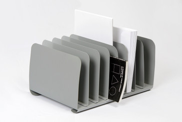 SOLD - Mid Century Desktop Organizer, Refinished in Satin Grey