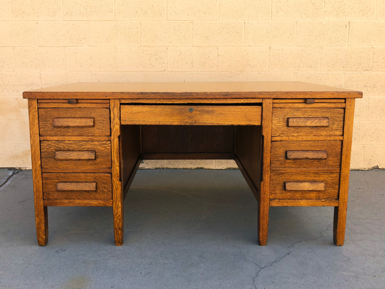 SOLD 1920s Golden Oak Teacher's Desk, Refinished Rehab Vintage