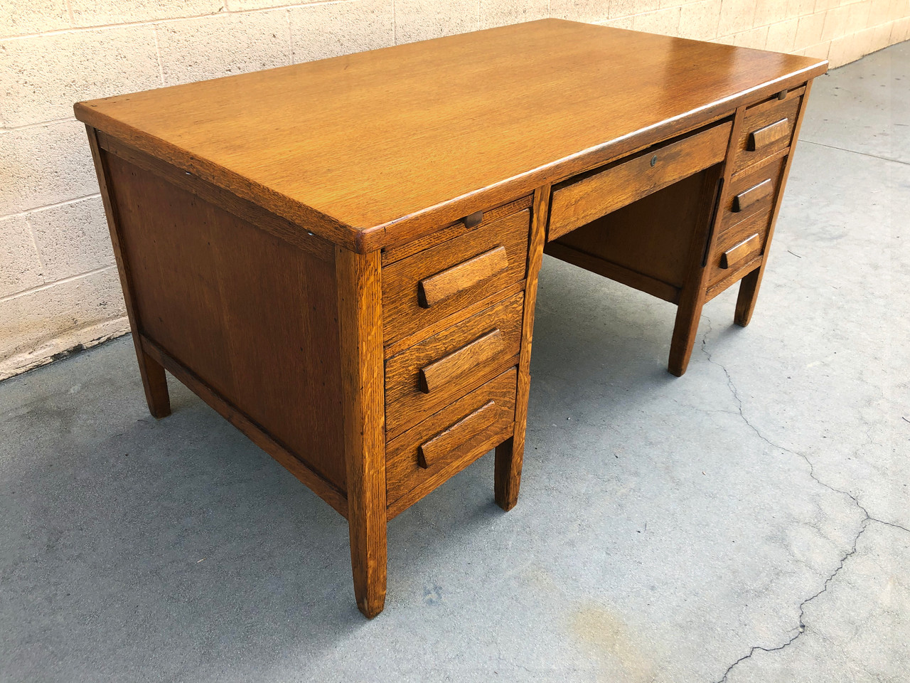 SOLD 1920s Golden Oak Teacher's Desk, Refinished Rehab Vintage