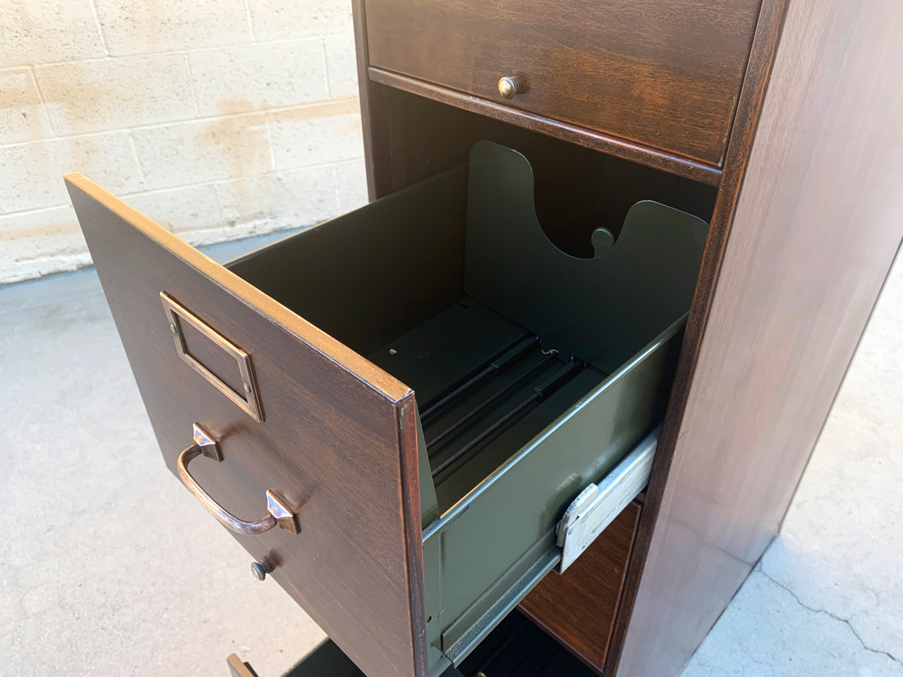 SOLD - Shaw Walker 1940s File Cabinet with Brass Hardware - Rehab