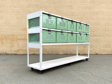 Custom Made 5 X 2 Locker Basket Unit with Shelf and Casters