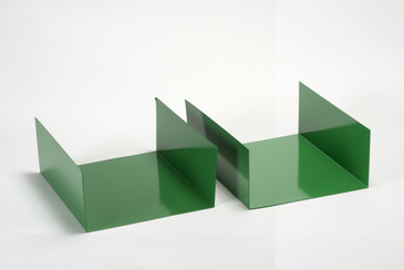 SOLD - Pair of 1960s Aluminum Trays/ Bookends Refinished in Winter Green
