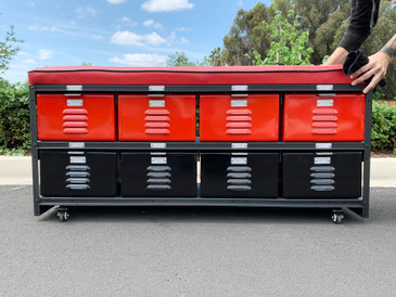 Custom Made 4 x 2 Locker Basket Unit with Padded Bench Seat
