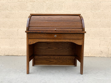 SOLD - Antique Children's Oak Roll Top Desk, American Craftsman