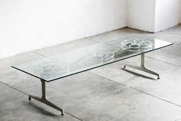 Rehab Original Film Reel Coffee Table, 1960s Modern Base