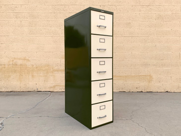 SOLD - Mid Century Steelcase File Cabinet, Refinished in Pearl and Army Green