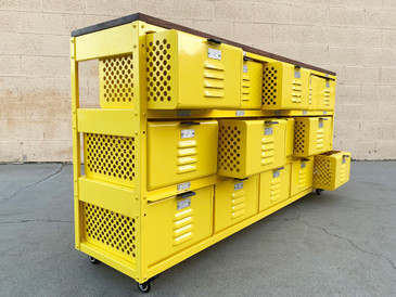 Custom Made 5 x 3 Locker Basket Unit with Walnut Top
