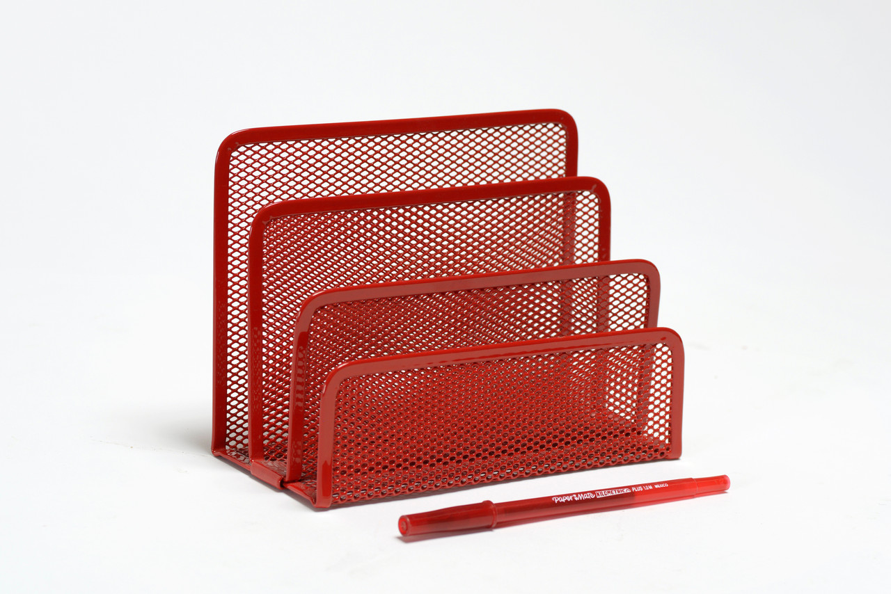 SOLD Vintage Expanded Metal Letter Holder, Refinished in Red, Free U