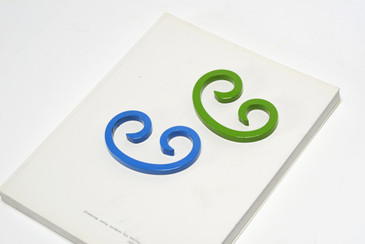 SOLD - Reclaimed Steel Paper Weights Refinished in Bright Blue and Green