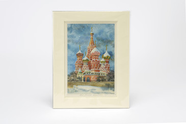 SOLD - Original Watercolor Painting, St. Petersburg Russia, Mounted in Window Mat