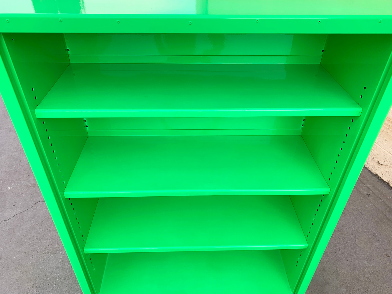 SOLD Mid Century Tanker Bookcase Refinished in Florence Green Rehab