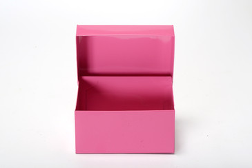 SOLD - Mid Century Metal Recipe Card Storage Box, Refinished in Pink