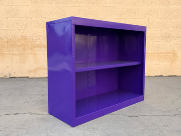 SOLD - Mid Century Steel Tanker Office Bookshelf, Refinished in Purple