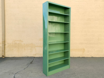 1970s Tall Steel Tanker Bookcase, Refinished to Order in Arsenic Green