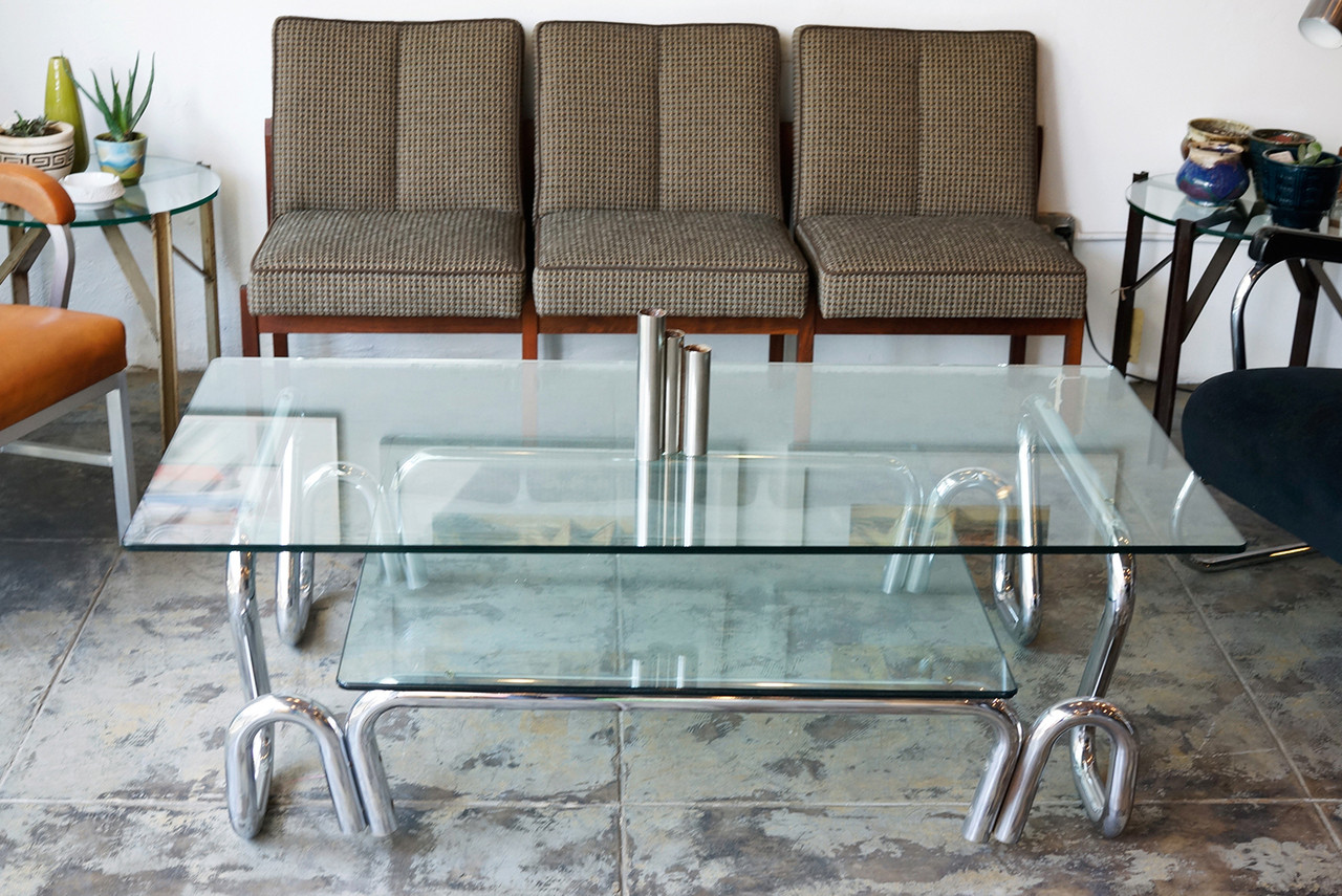 Sold Chrome And Glass Coffee Table 1960s Rehab Vintage Interiors