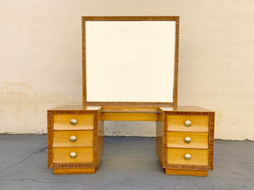 SOLD - Paul Frankl for Brown Saltman Oak and Combed Wood Vanity