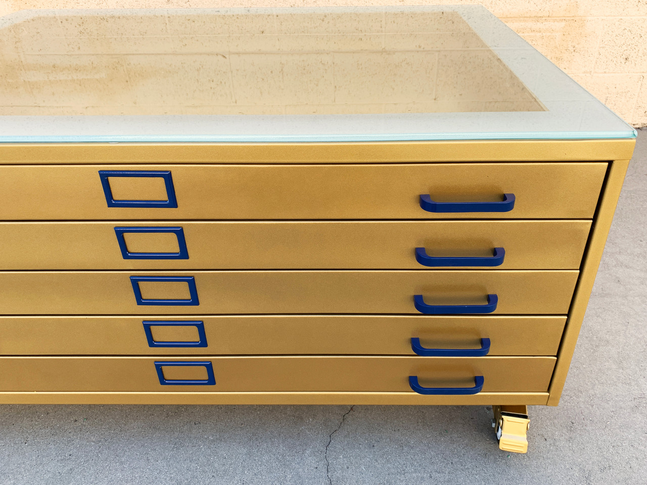 Vintage Flat File Coffee Table Custom Refinished in Sun Gold - Rehab  Vintage Interiors