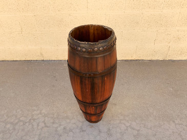 SOLD - Antique Wooden Drum with Metal Bands