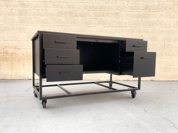 SOLD - Hybrid Tanker Desk Modular Work Station in Black on Black