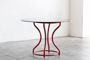 SOLD - Vintage Steel Hourglass Dining Table, Refinished