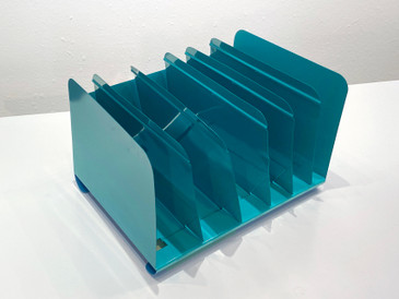 SOLD - Mid Century Adjustable Desktop Organizer, Refinished in Teal