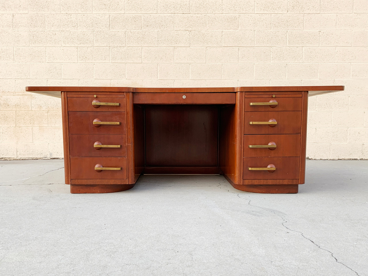 SOLD Art Deco Executive Desk by Stow Davis in Walnut and