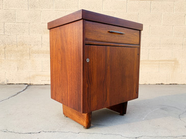 SOLD - Mid Century Modern Walnut Cabinet on Pontoon Legs