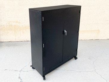 SOLD - Vintage Steel Modular Cabinet, Refinished in Hammered Black