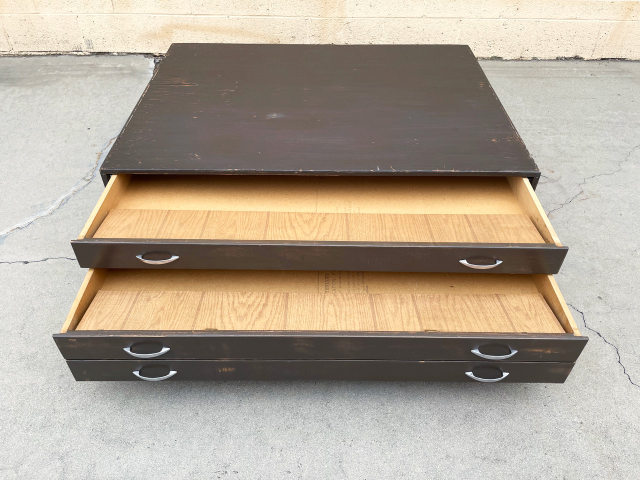 SOLD 1970s Vintage Painted Wood Flat File on Casters Rehab Vintage