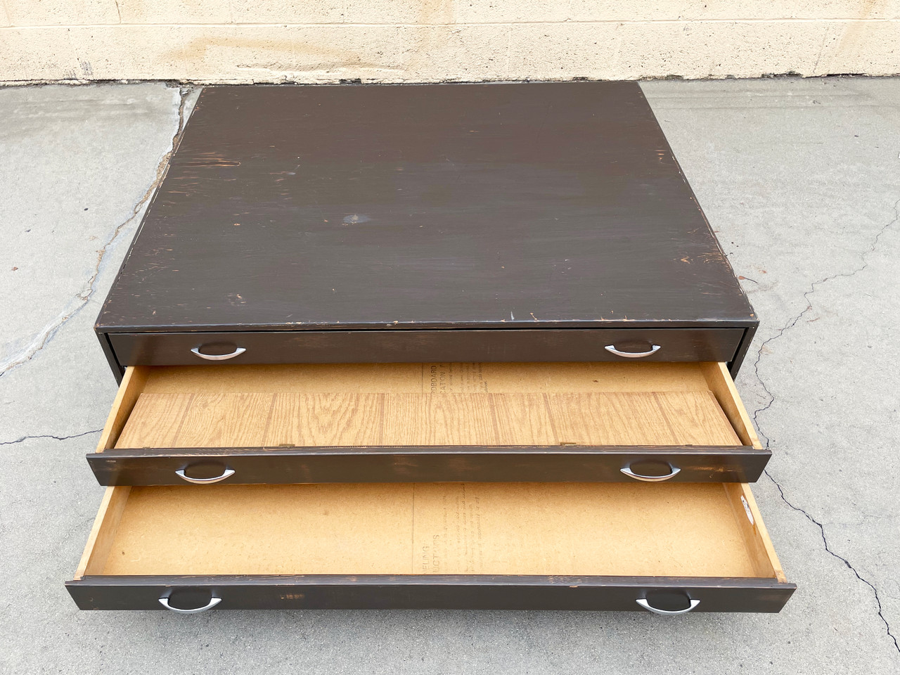 SOLD 1970s Vintage Painted Wood Flat File on Casters Rehab Vintage
