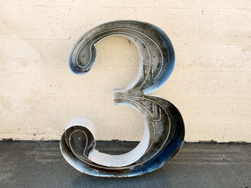 Jumbo Mid Century Channel Number 3 Sign
