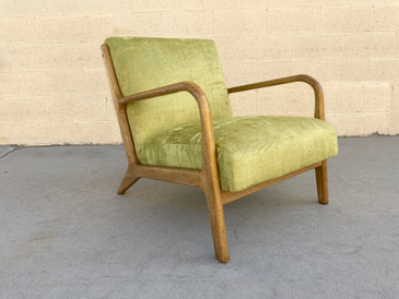 SOLD - Mid Century Style Armchair in Green Velvet 