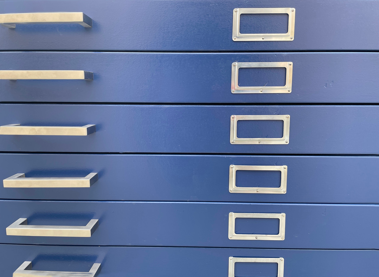 SOLD 1970s Custom Vintage Flat File Rich Navy Blue Rehab Vintage