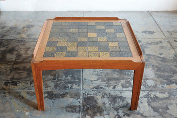 SOLD - Mid-Century Side Table with Ceramic Tile Mosaic Inlay